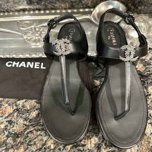 Authentic Chanel T strap sandal